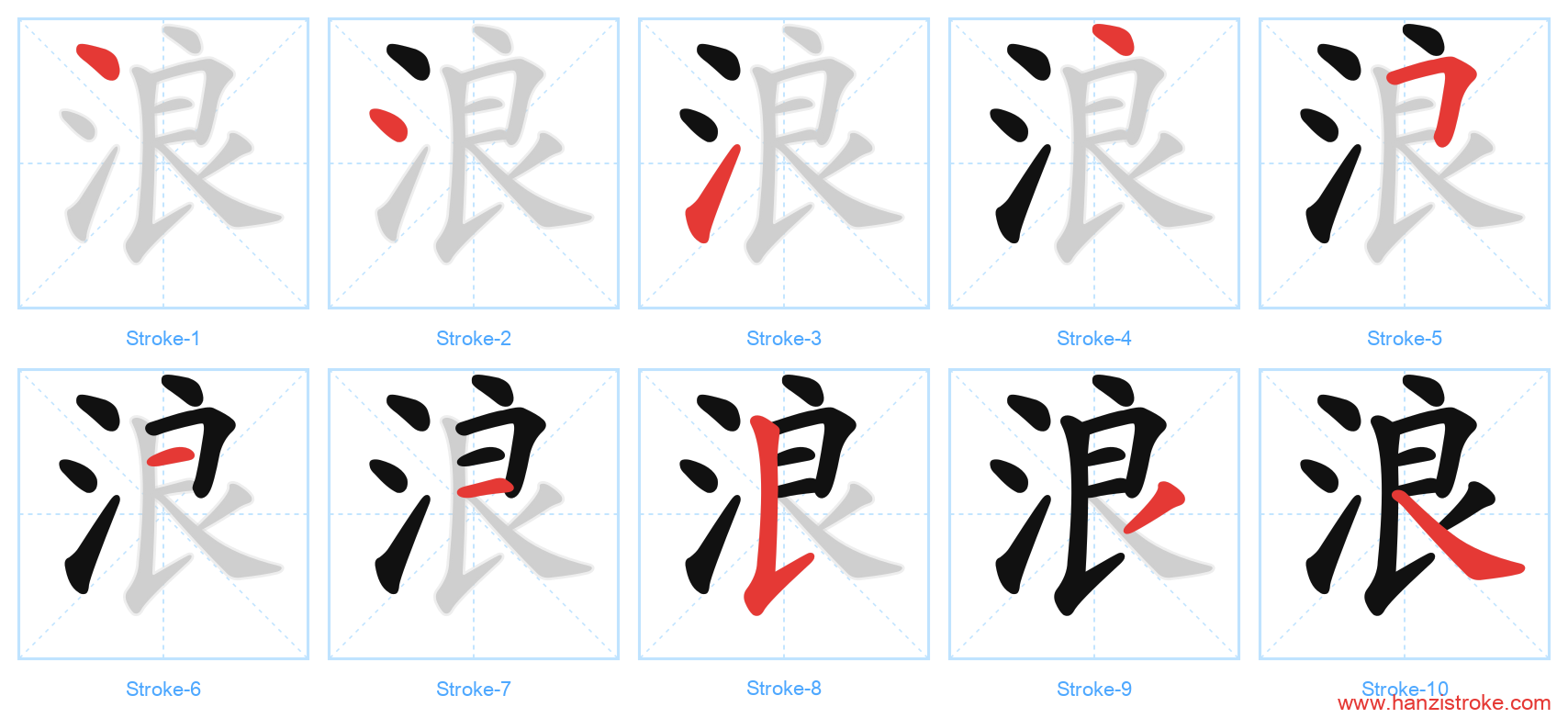 浪 stroke order diagram