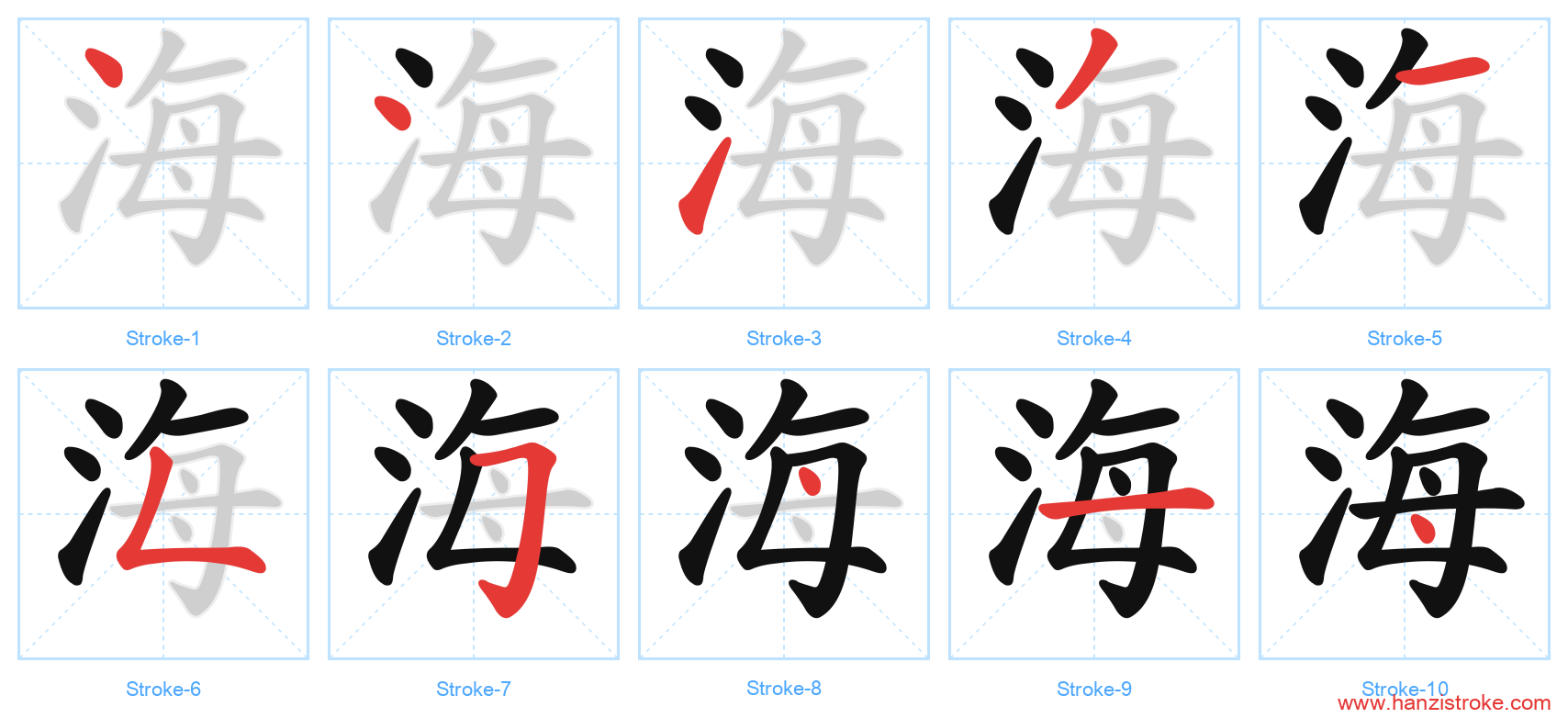 海 stroke order diagram