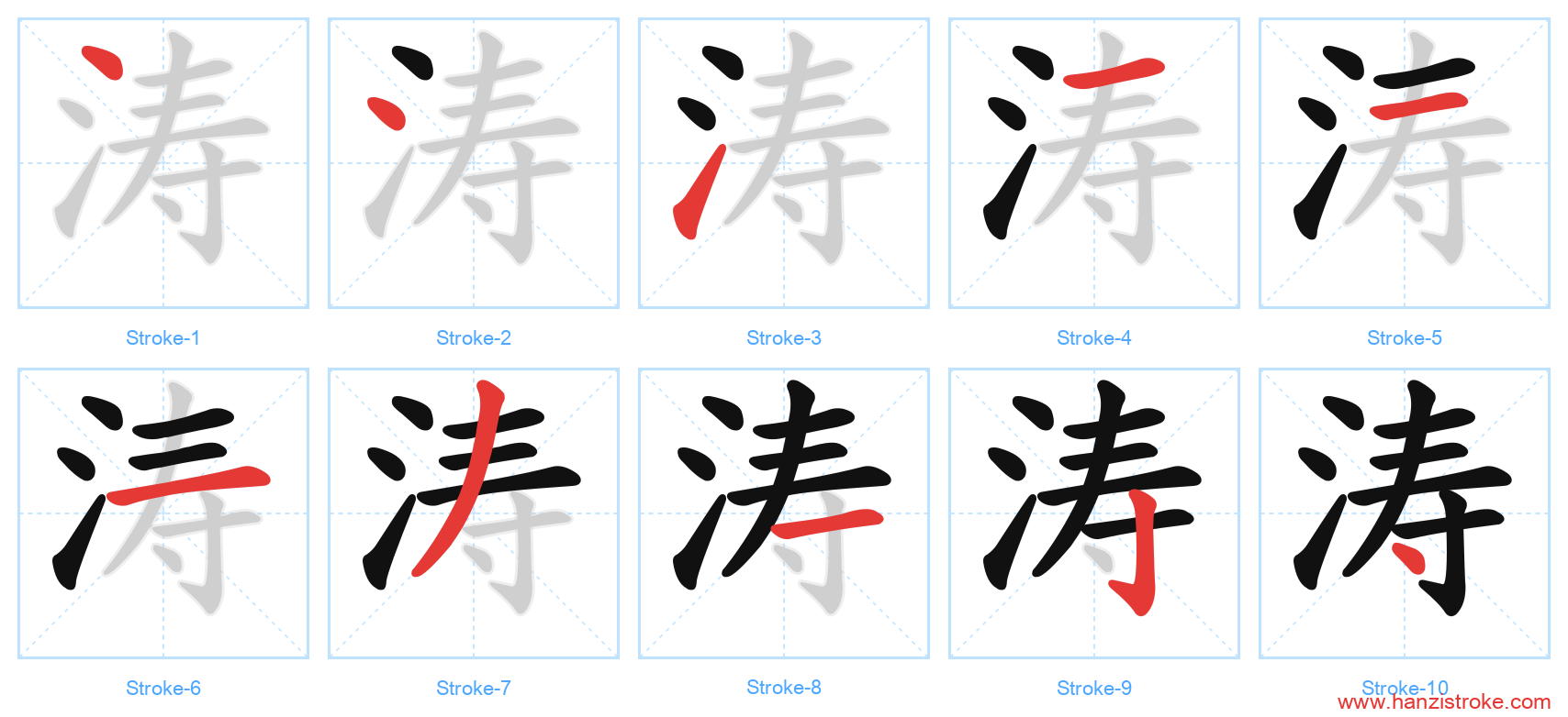 涛 stroke order diagram