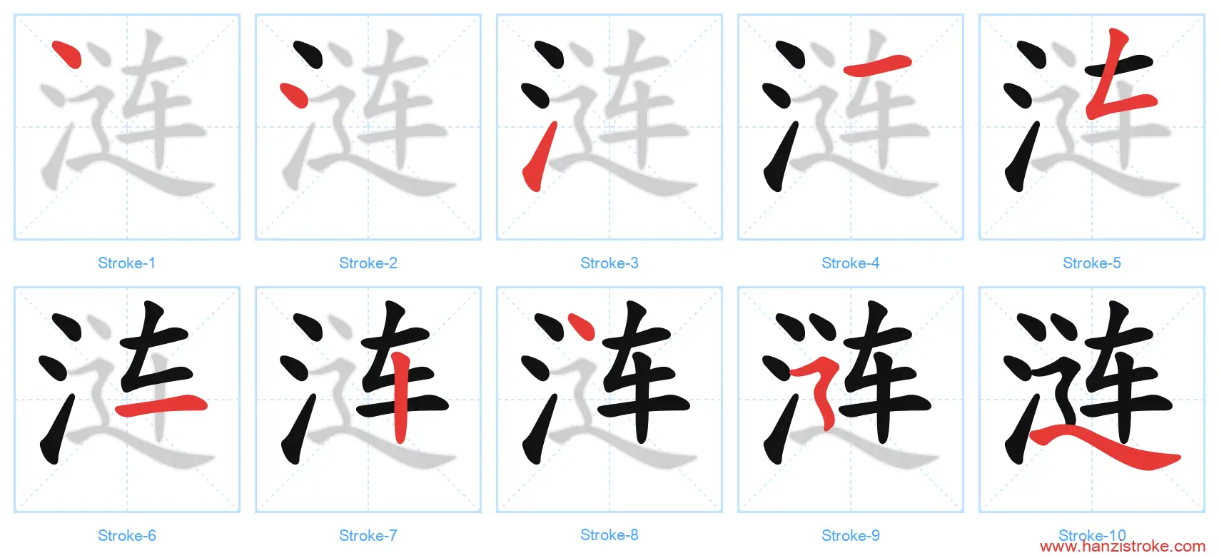 涟 stroke order diagram