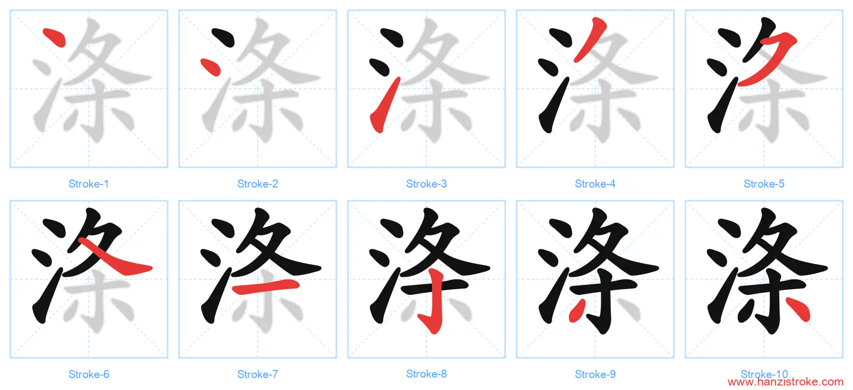 涤 stroke order diagram
