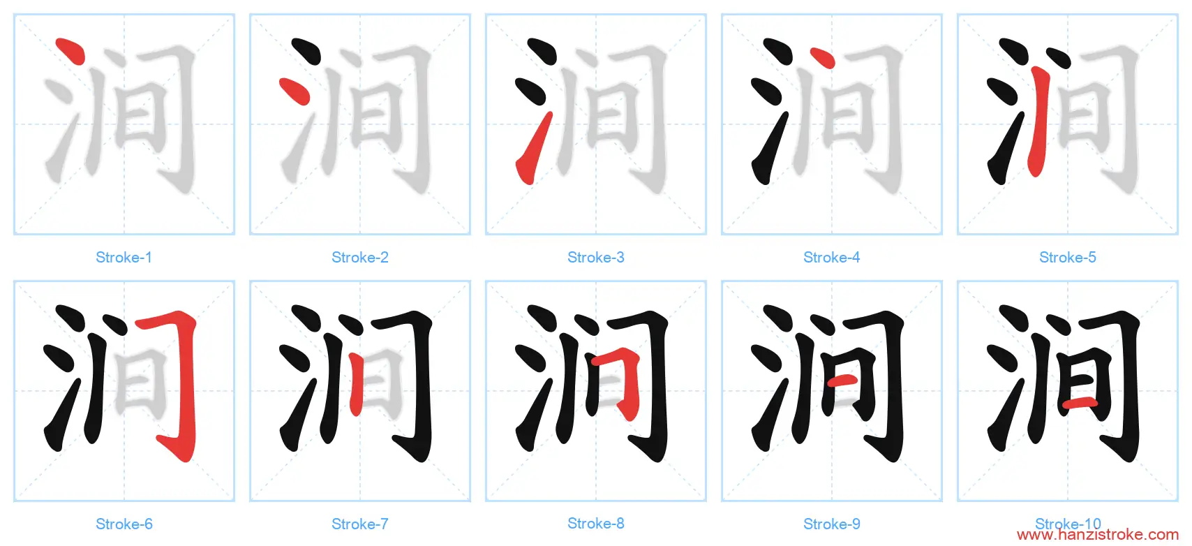 涧 stroke order diagram