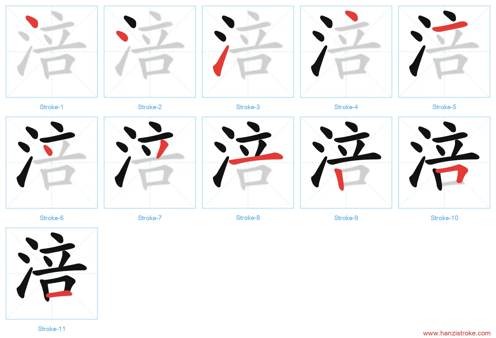 涪 stroke order diagram