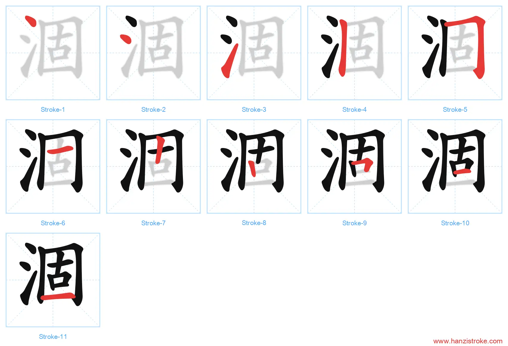 涸 stroke order diagram