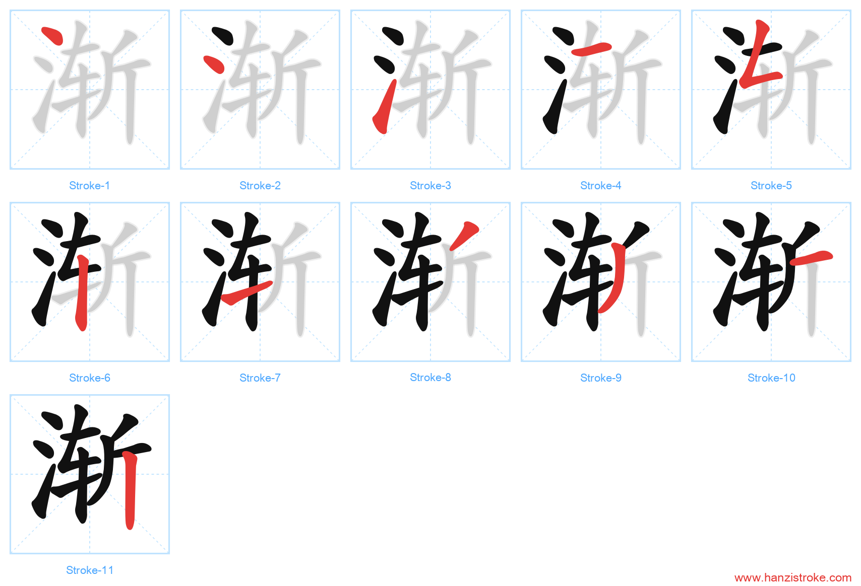 渐 stroke order diagram
