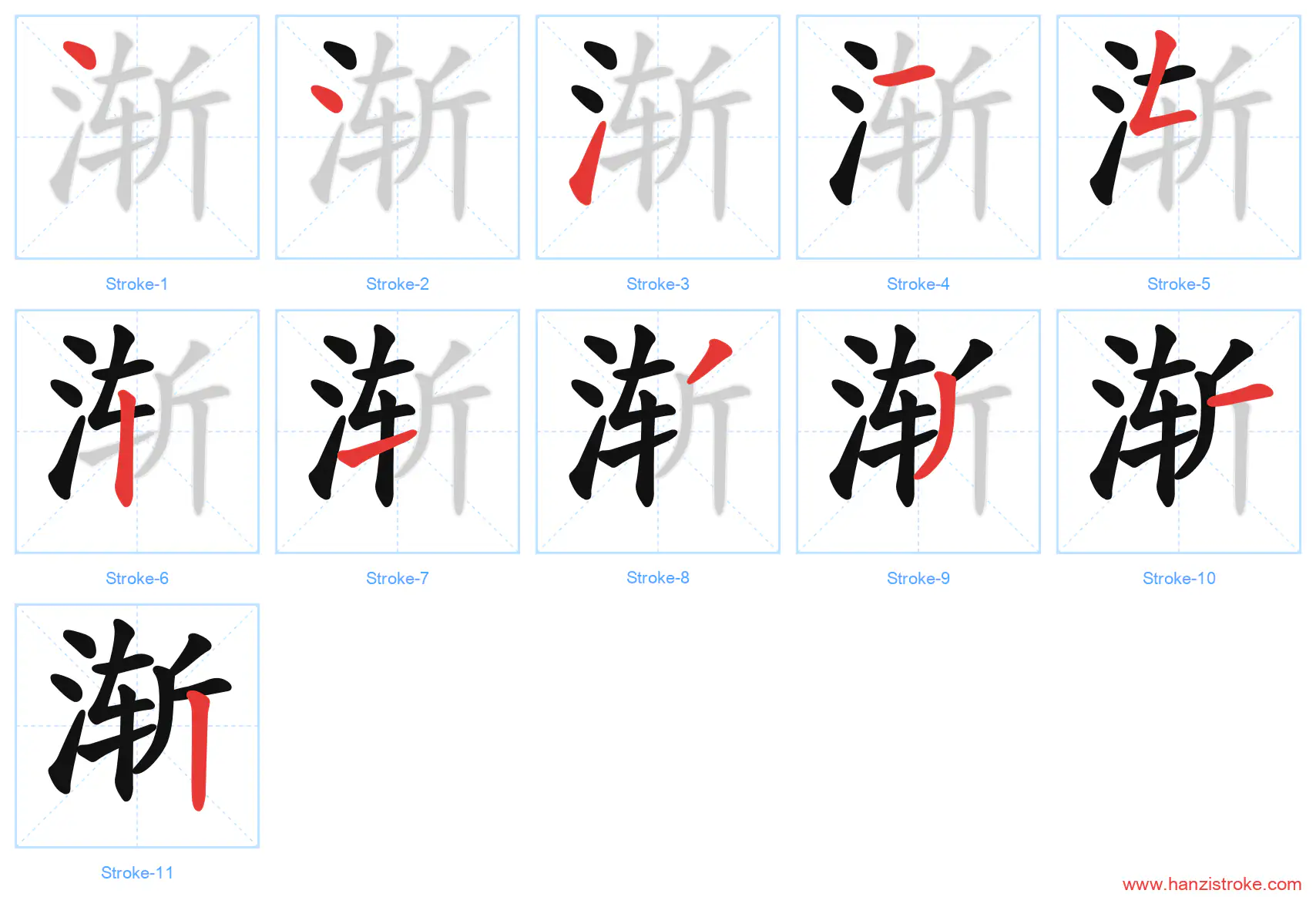 渐 stroke order diagram