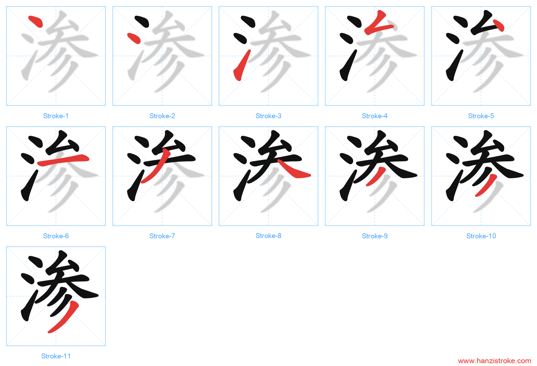 渗 stroke order diagram