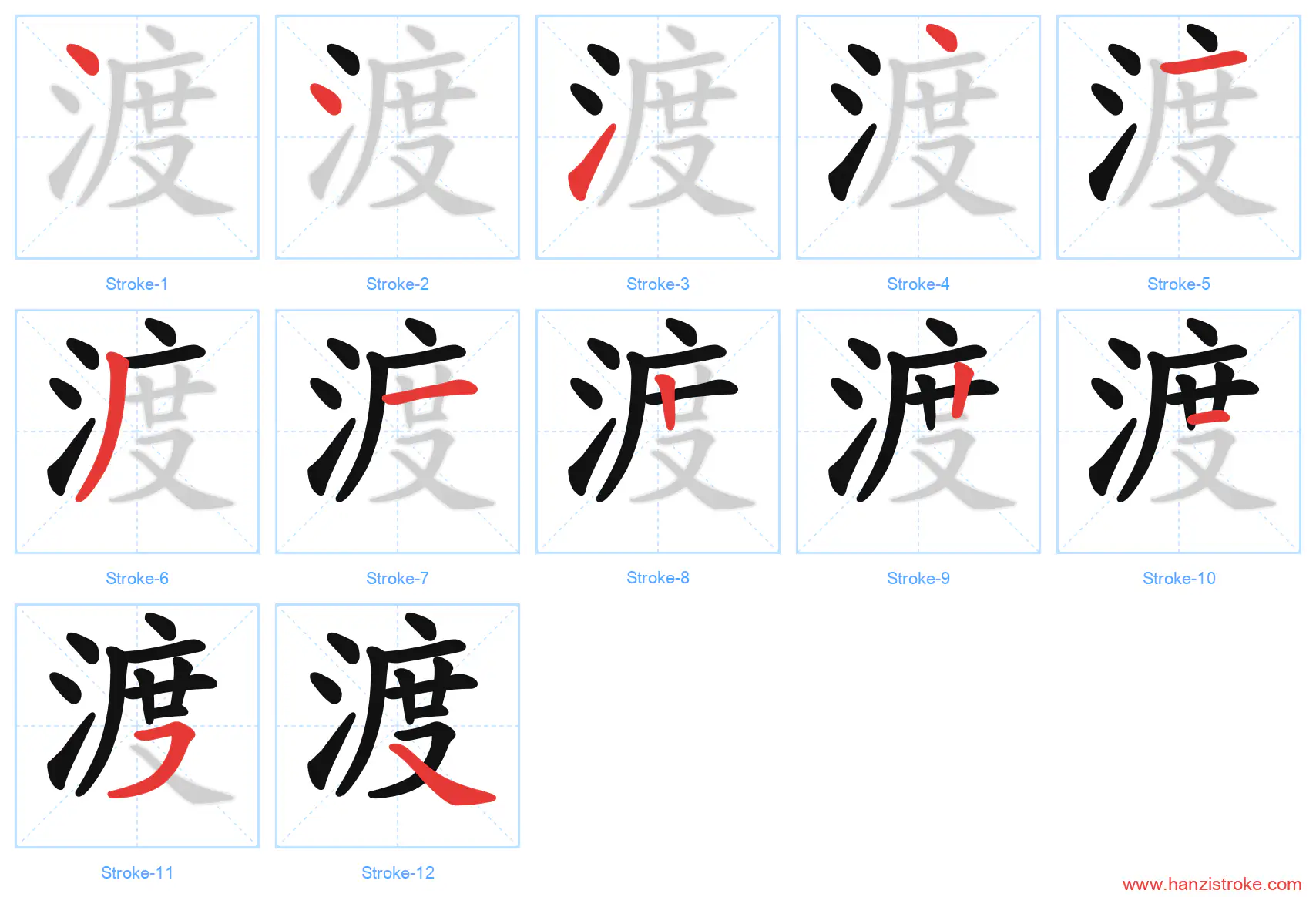 渡 stroke order diagram