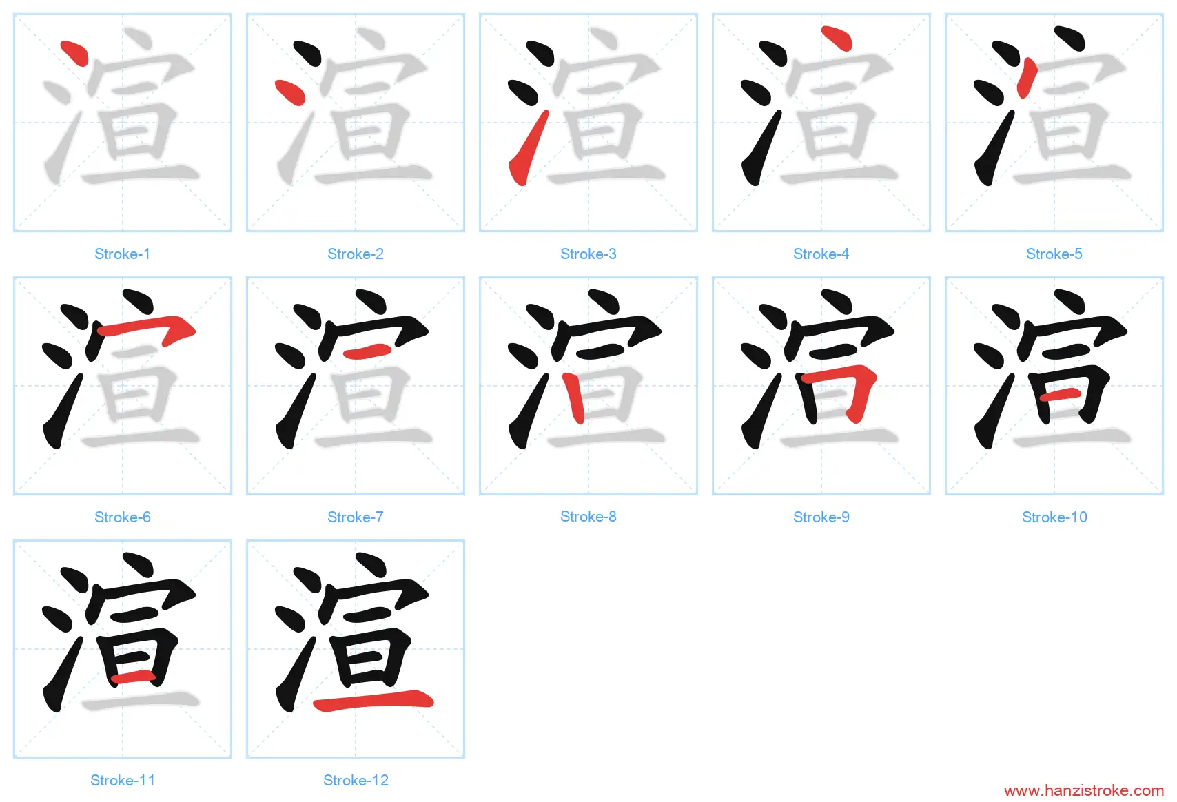 渲 stroke order diagram