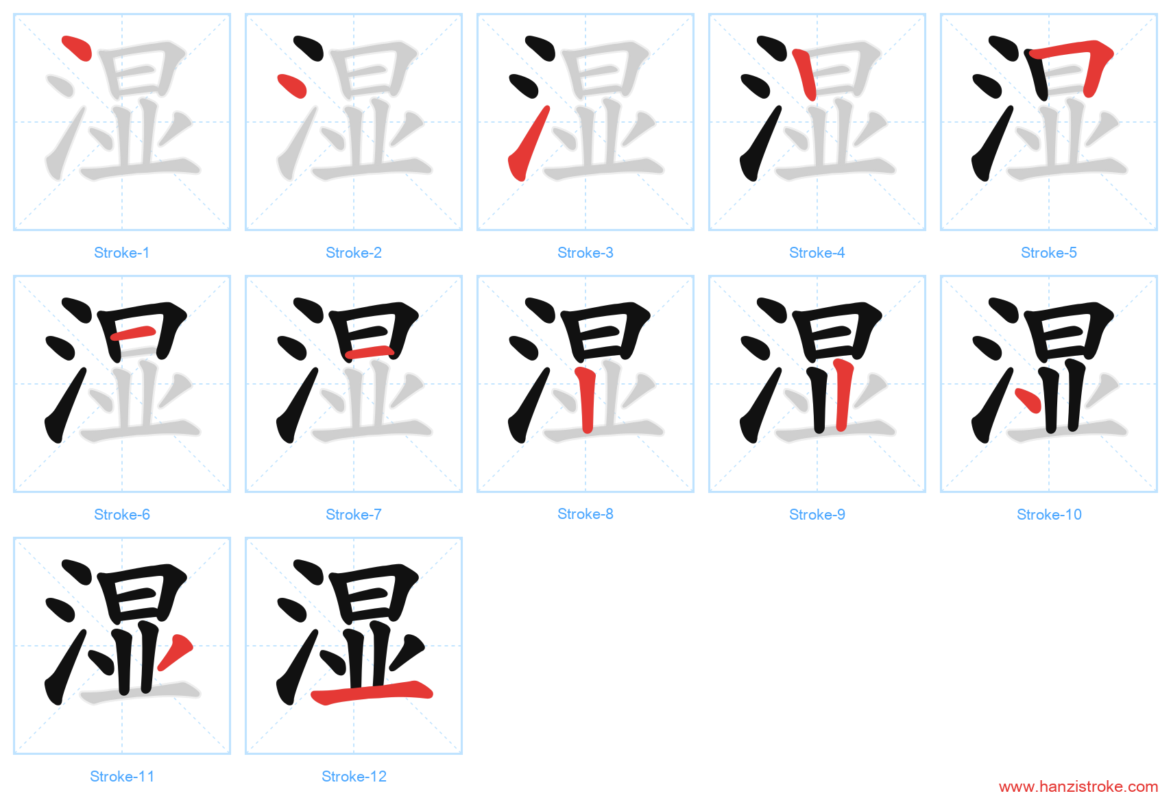 湿 stroke order diagram