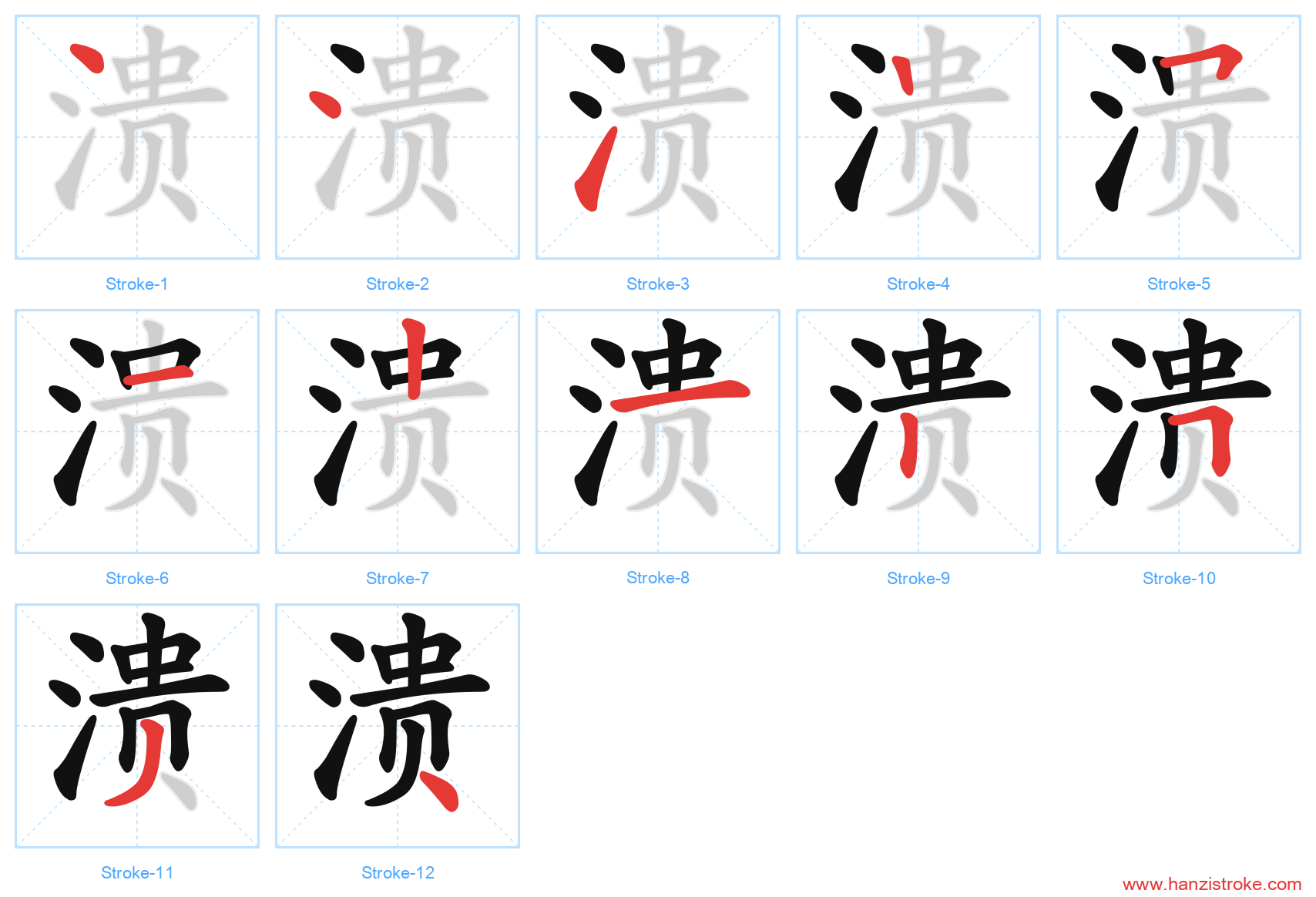 溃 stroke order diagram
