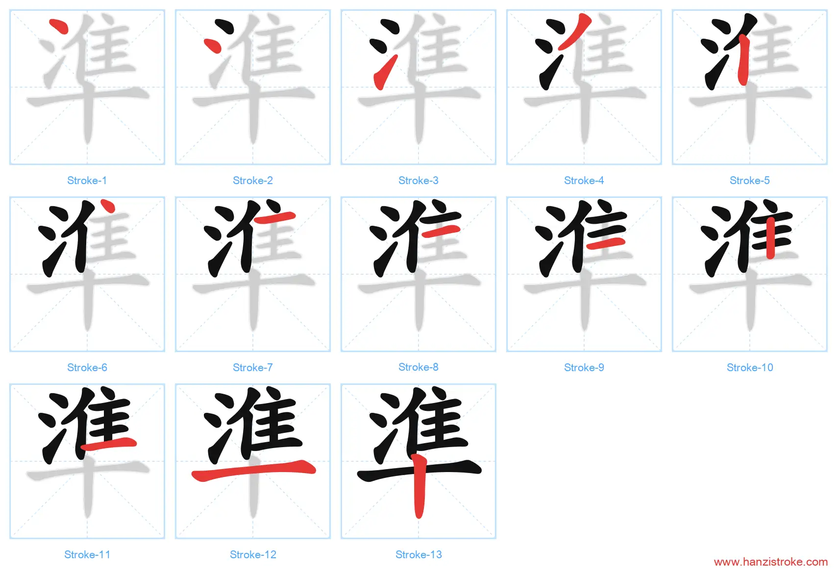 準 traditional stroke order diagram