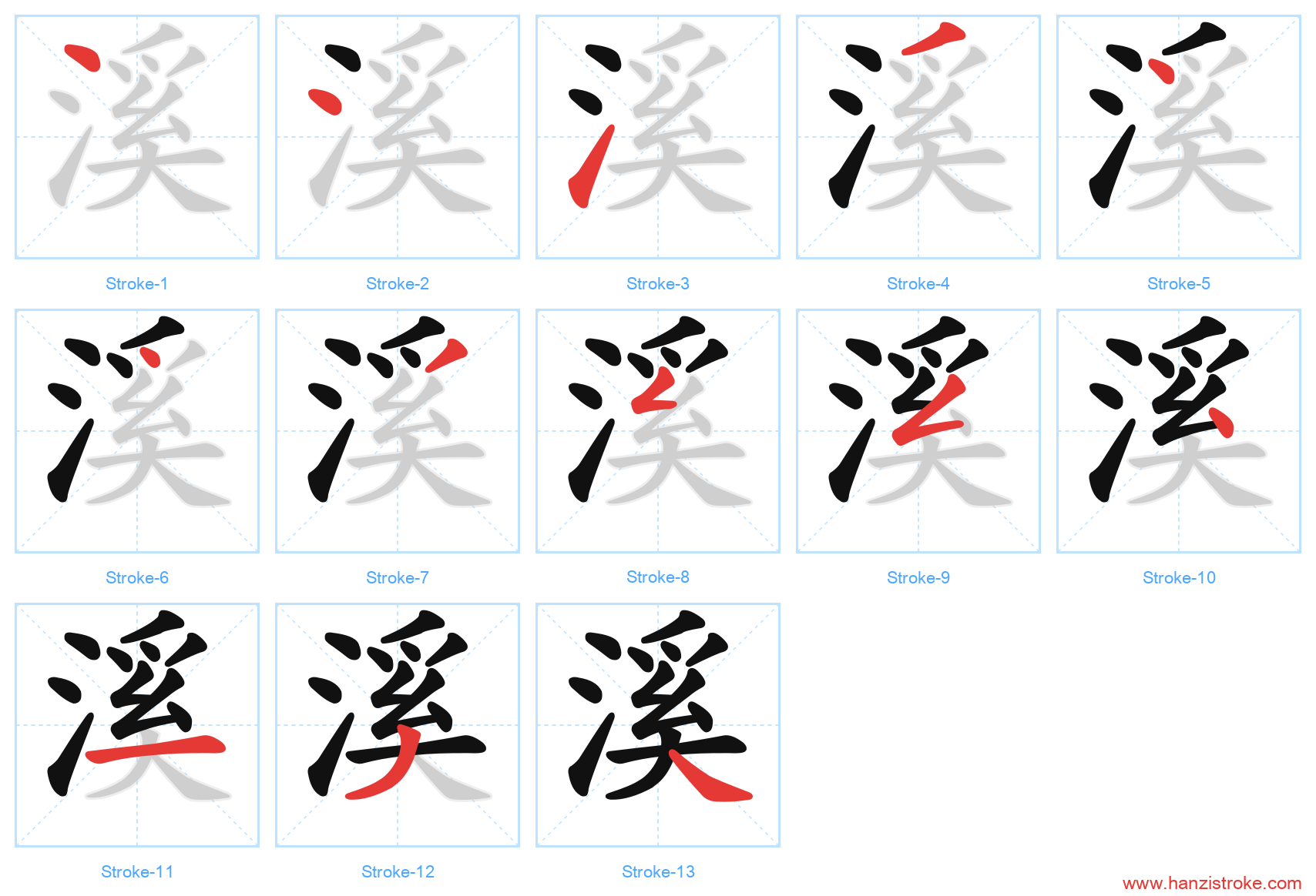 溪 stroke order diagram