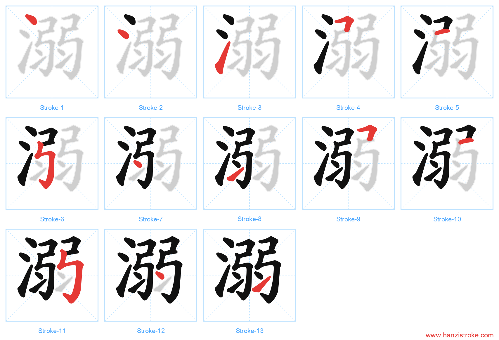 溺 stroke order diagram