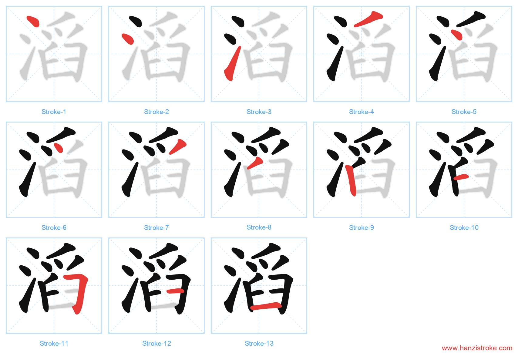 滔 stroke order diagram