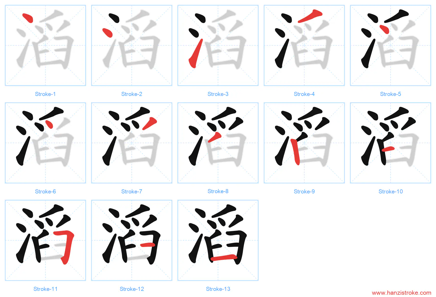 滔 stroke order diagram