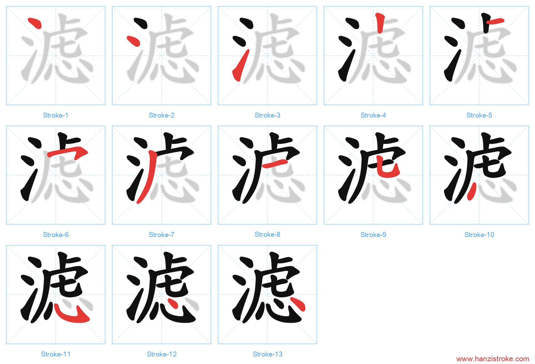 滤 stroke order diagram