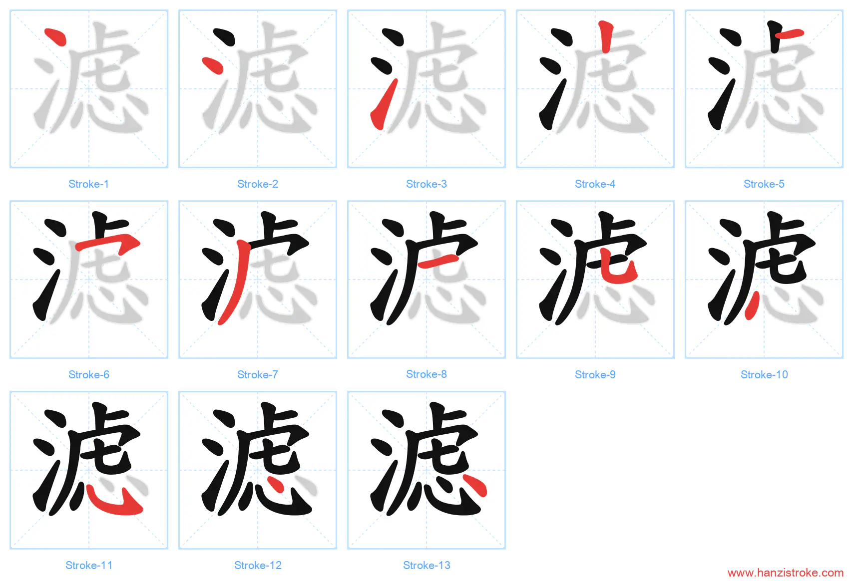 滤 stroke order diagram