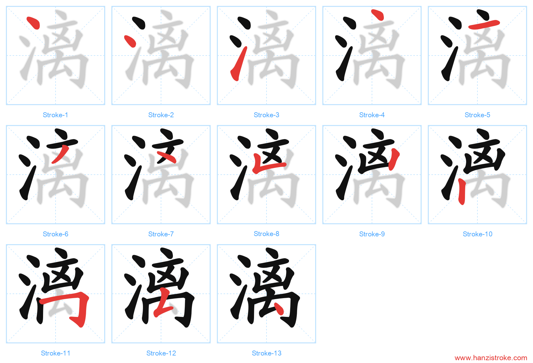 漓 stroke order diagram