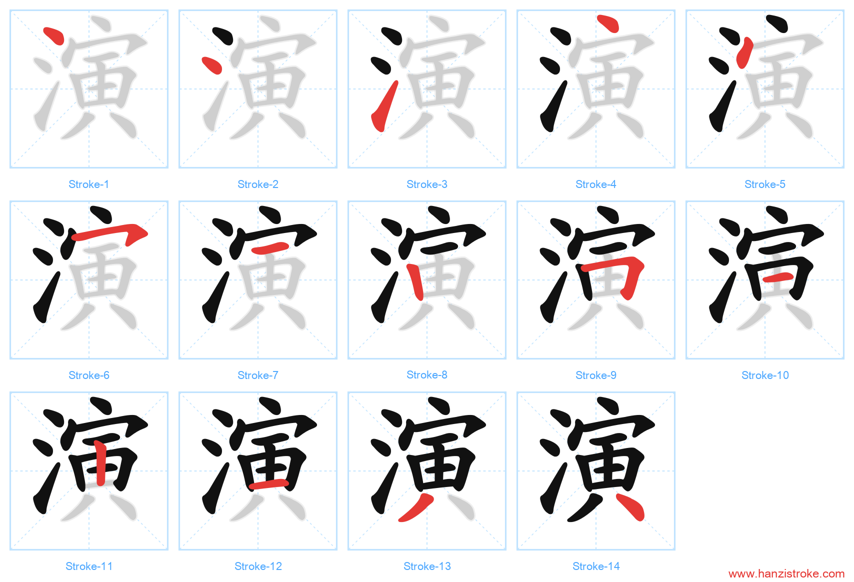 演 stroke order diagram