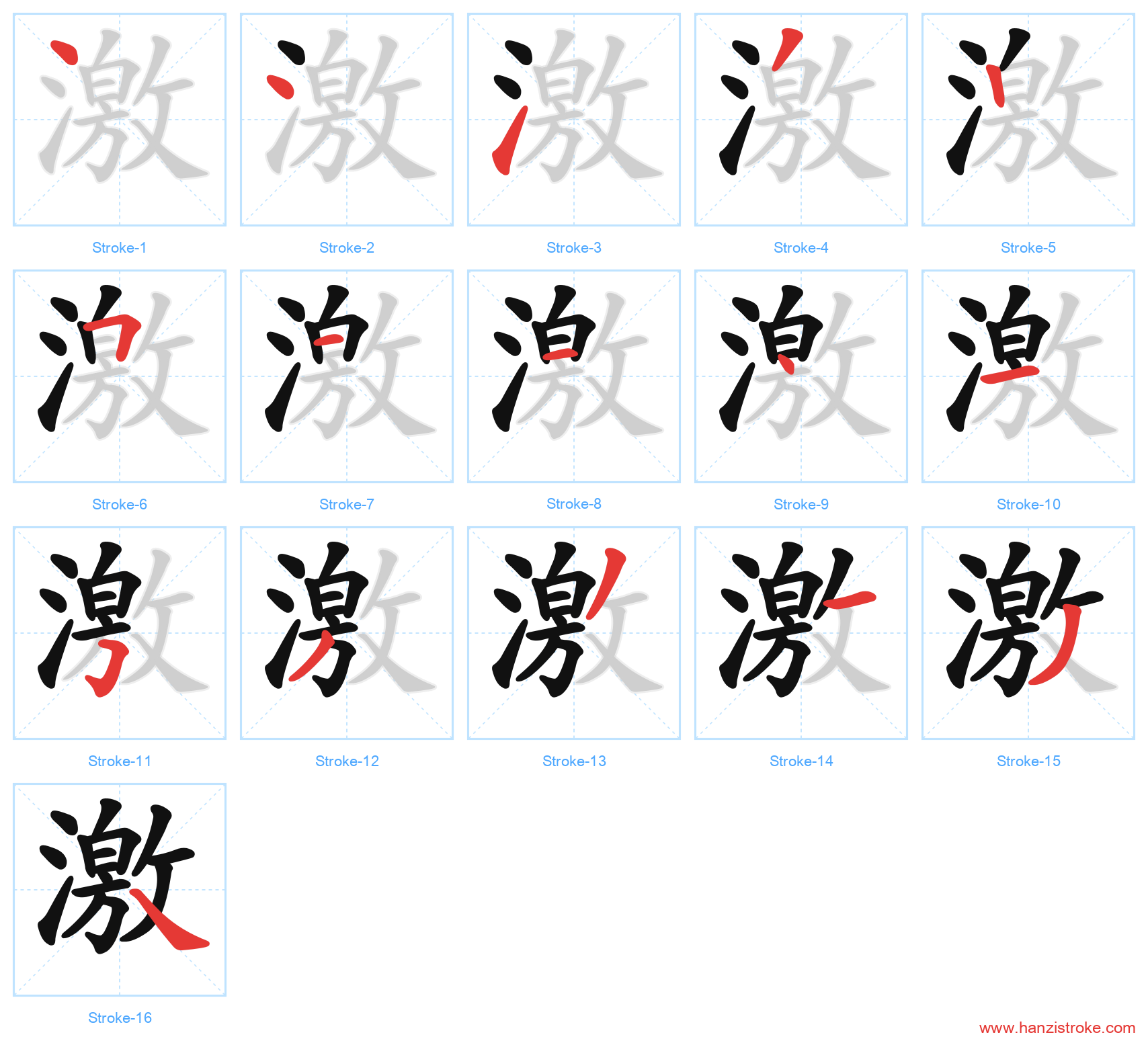 激 stroke order diagram