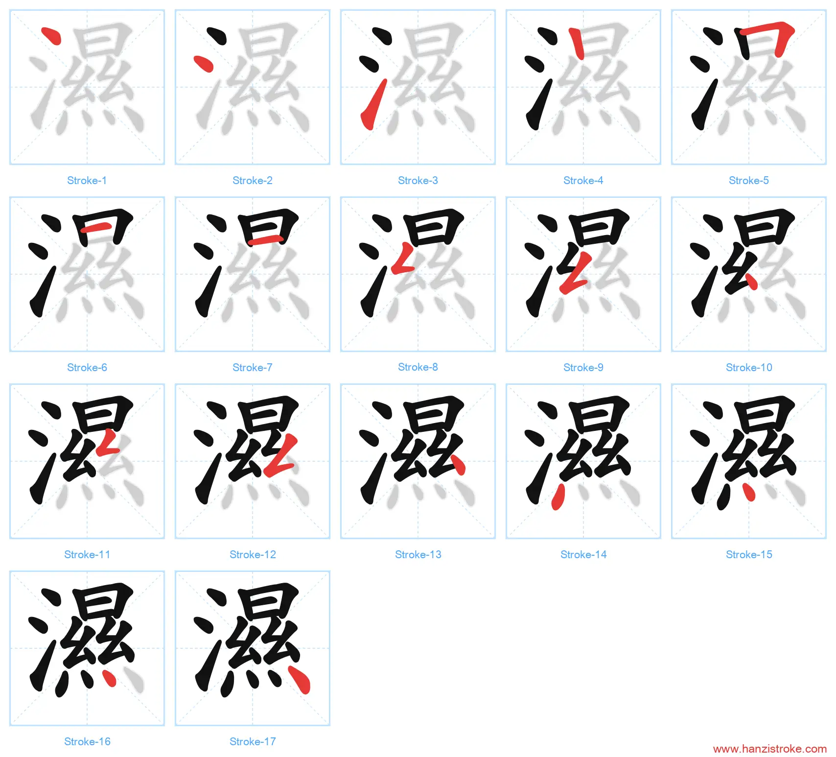 濕 traditional stroke order diagram