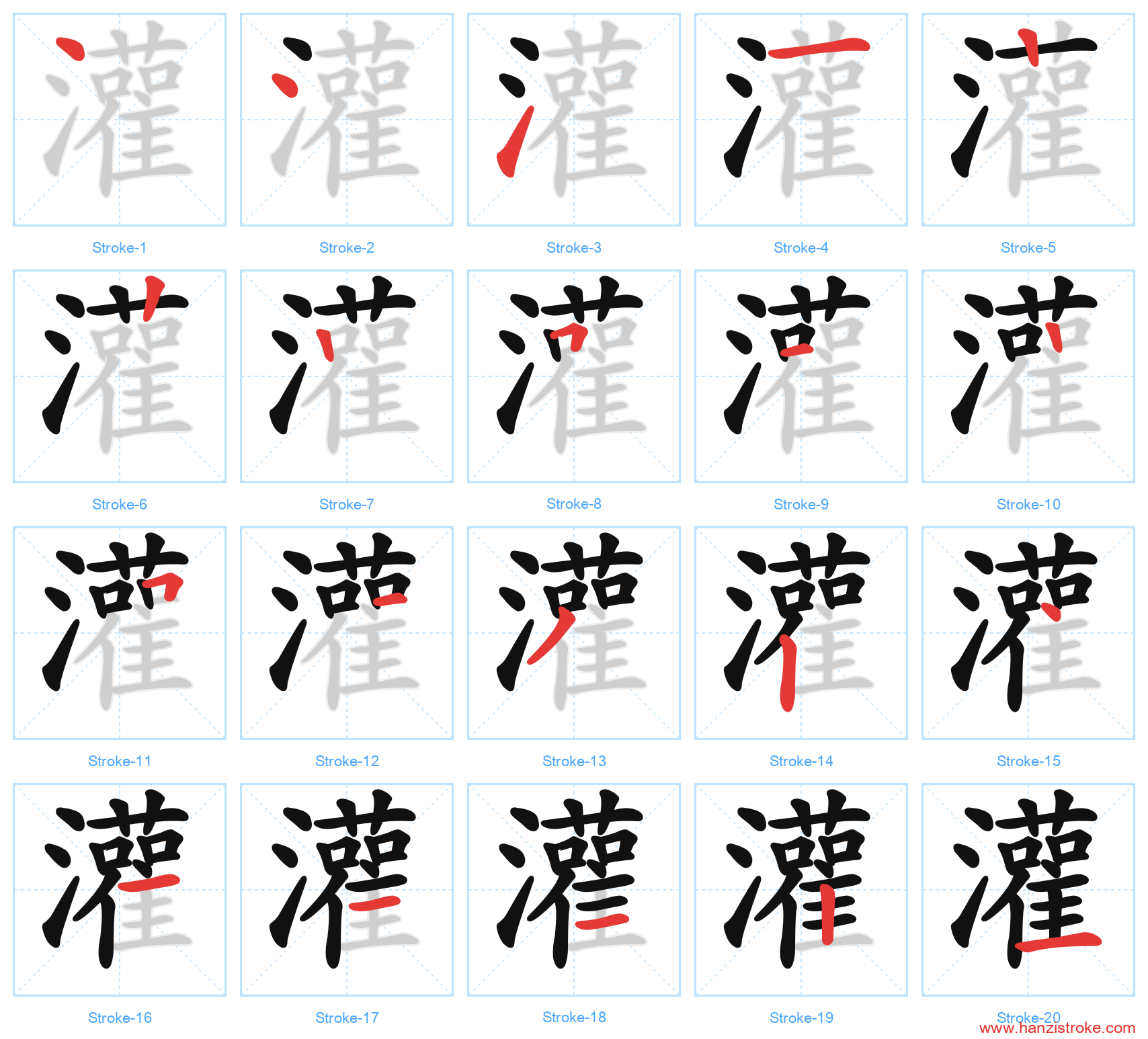灌 stroke order diagram