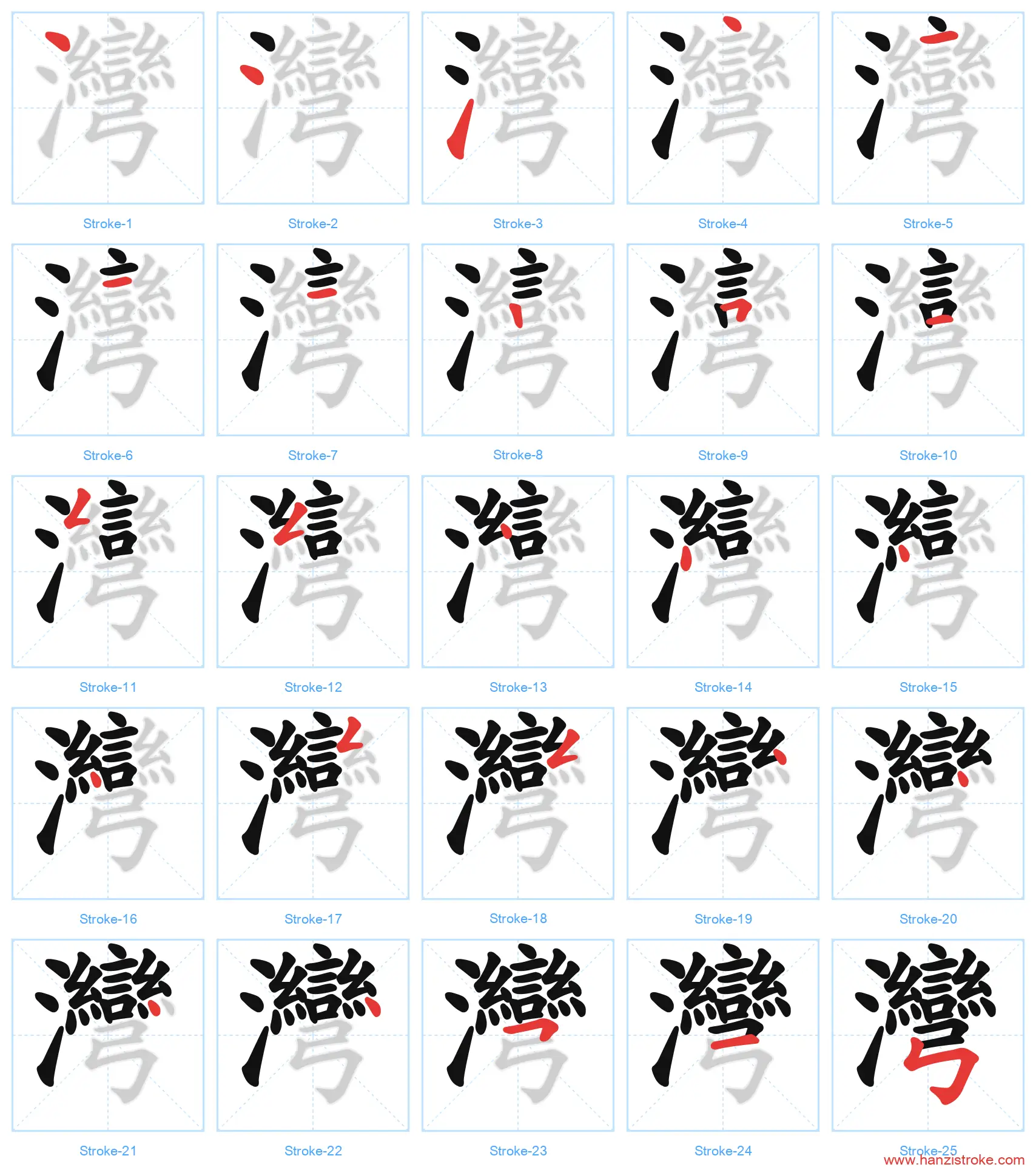 灣 traditional stroke order diagram