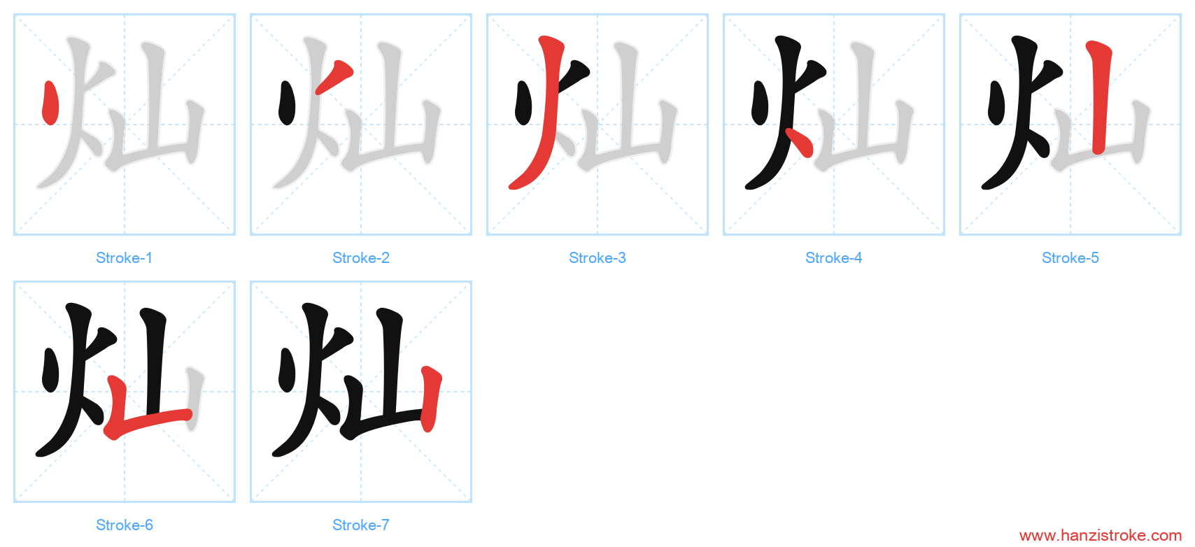 灿 stroke order diagram