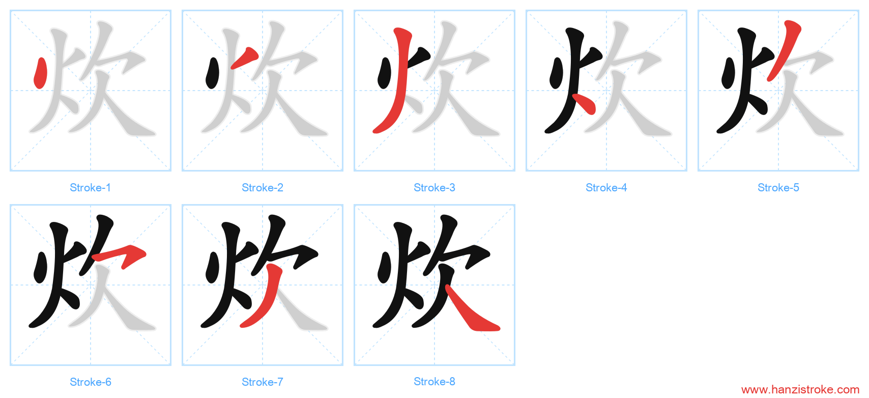 炊 stroke order diagram