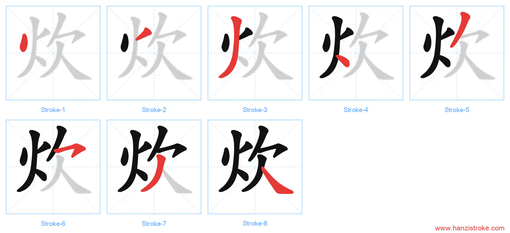 炊 stroke order diagram