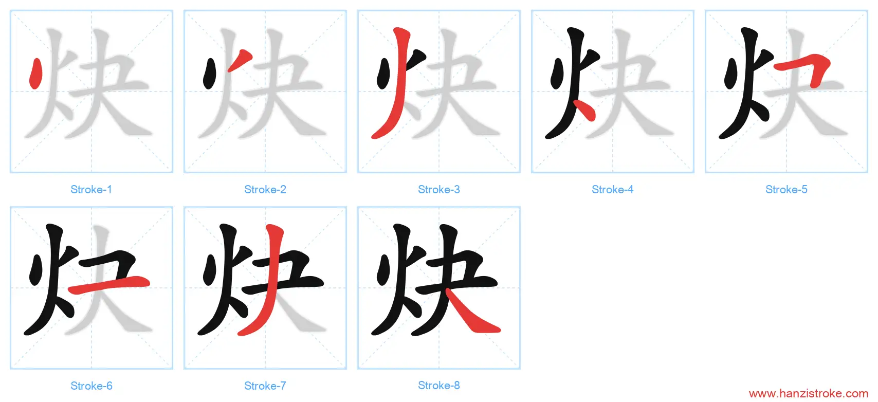炔 stroke order diagram