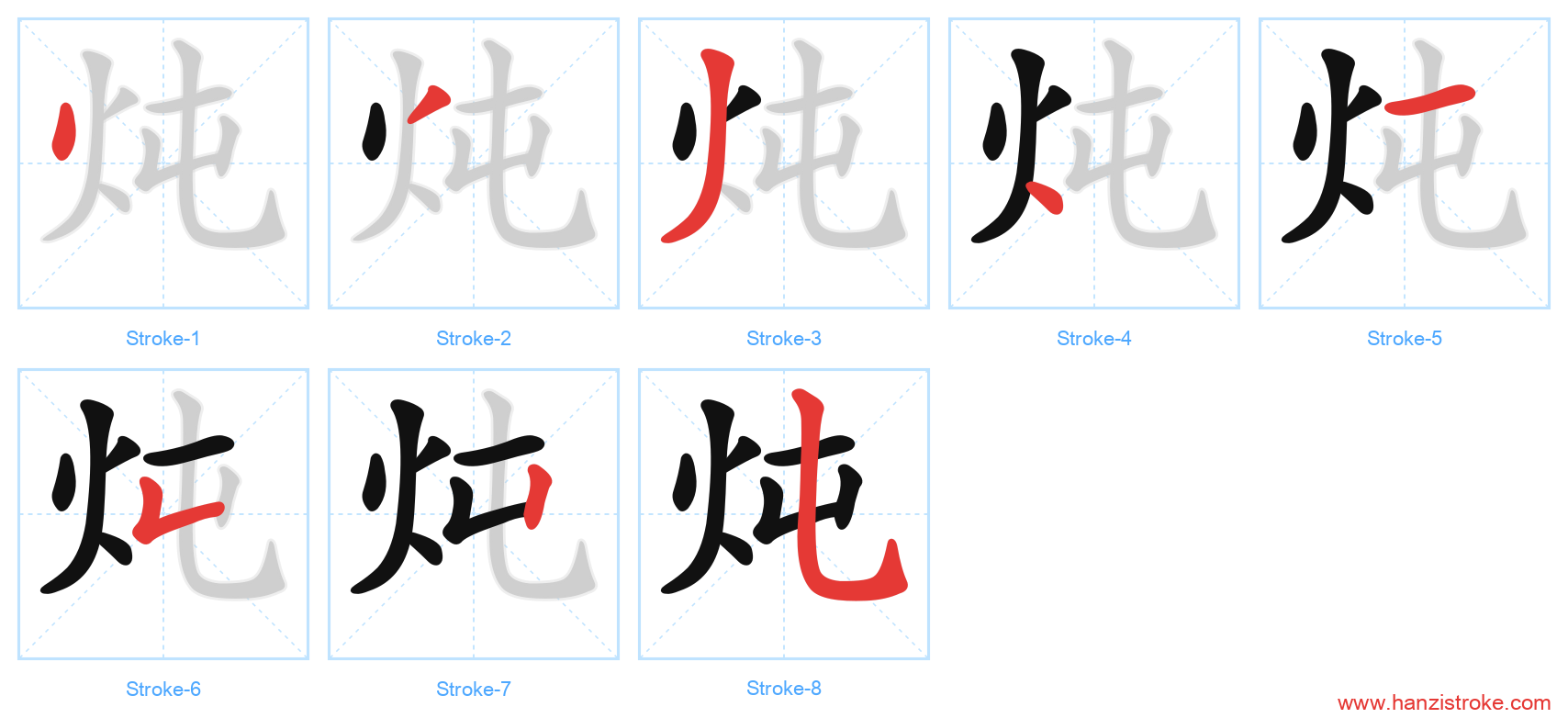 炖 stroke order diagram