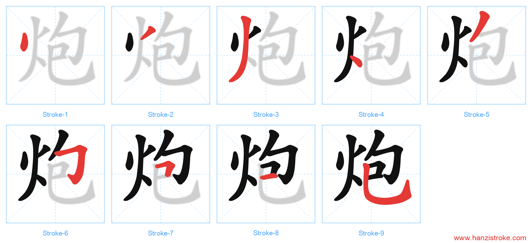 炮 stroke order diagram