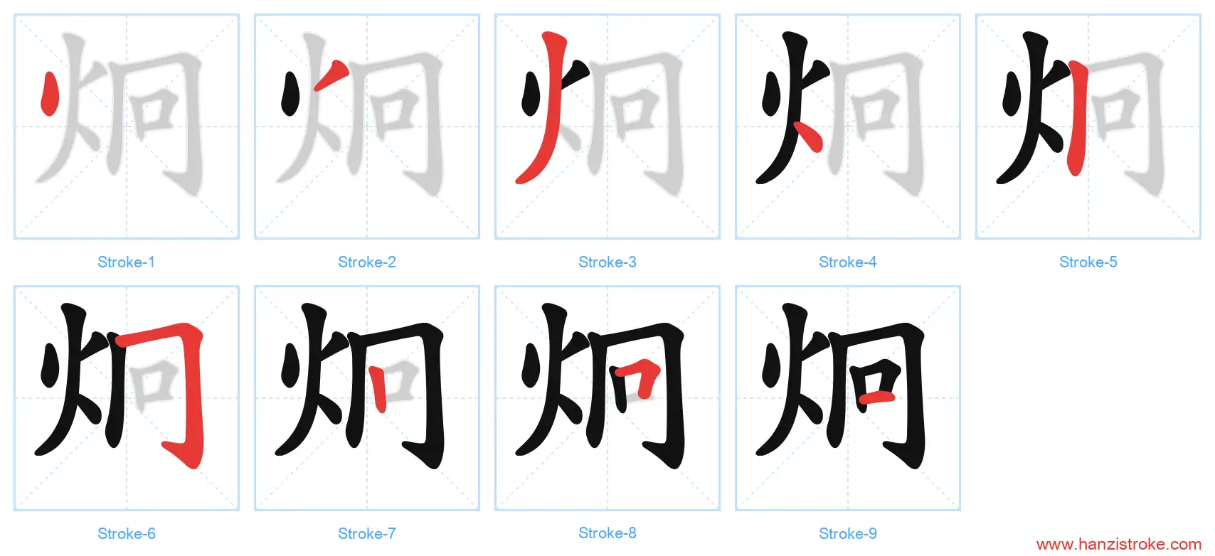 炯 stroke order diagram