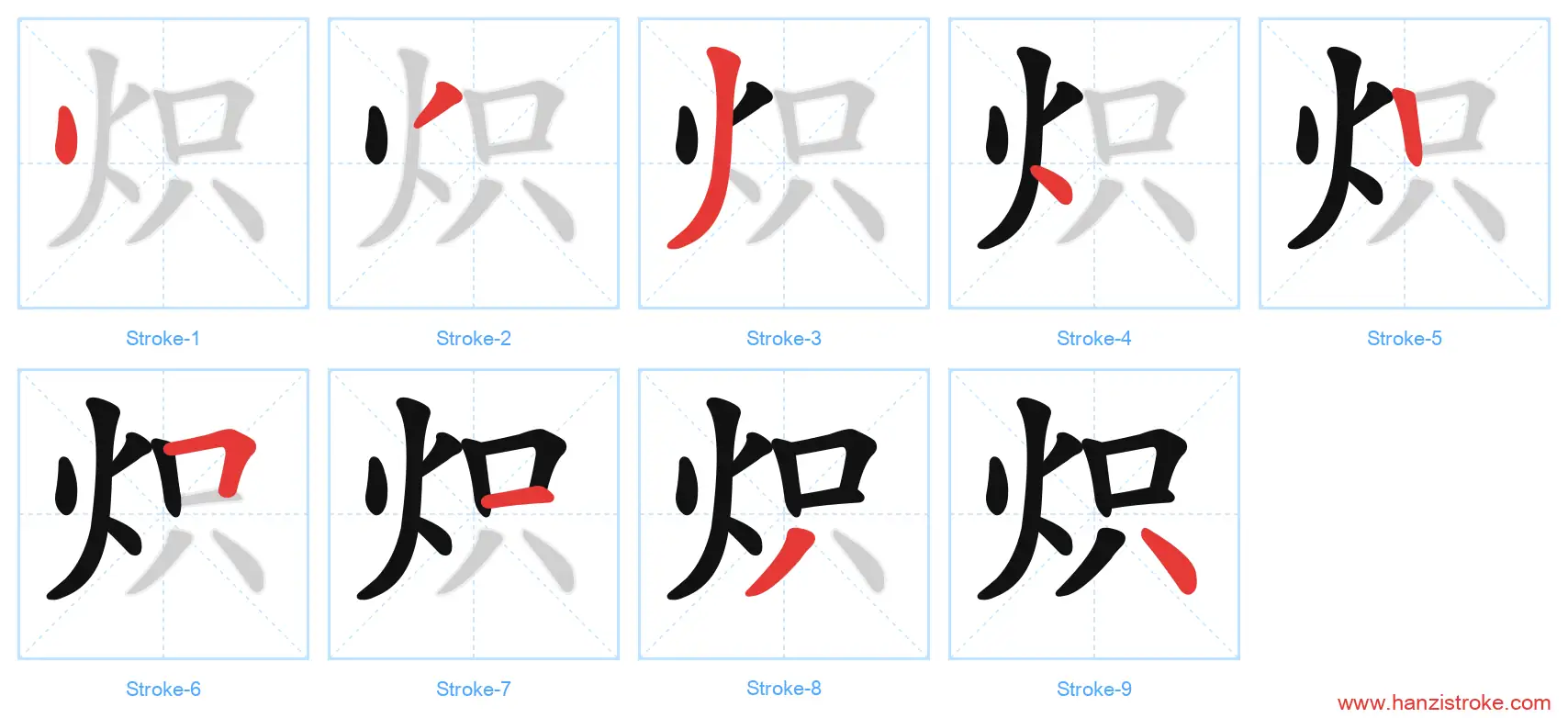 炽 stroke order diagram