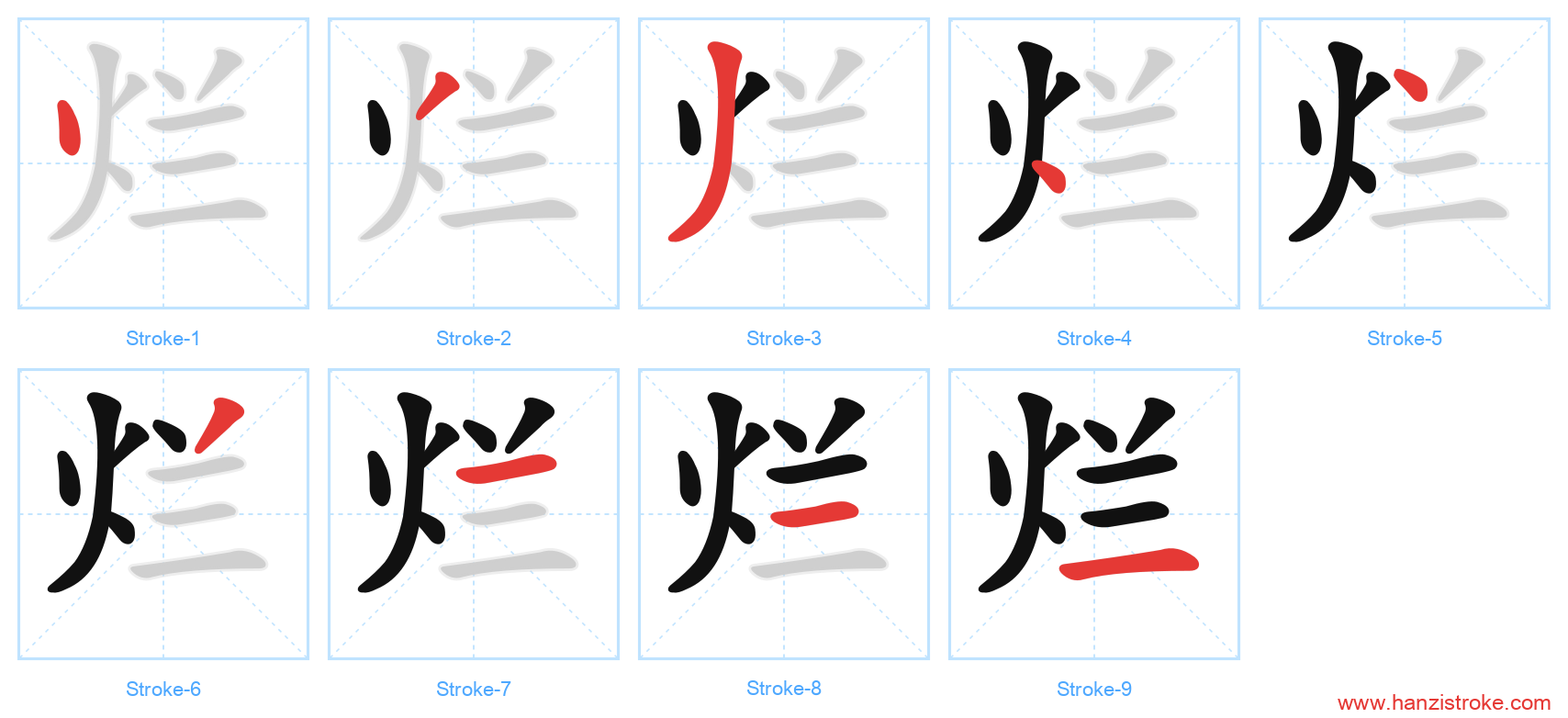 烂 stroke order diagram