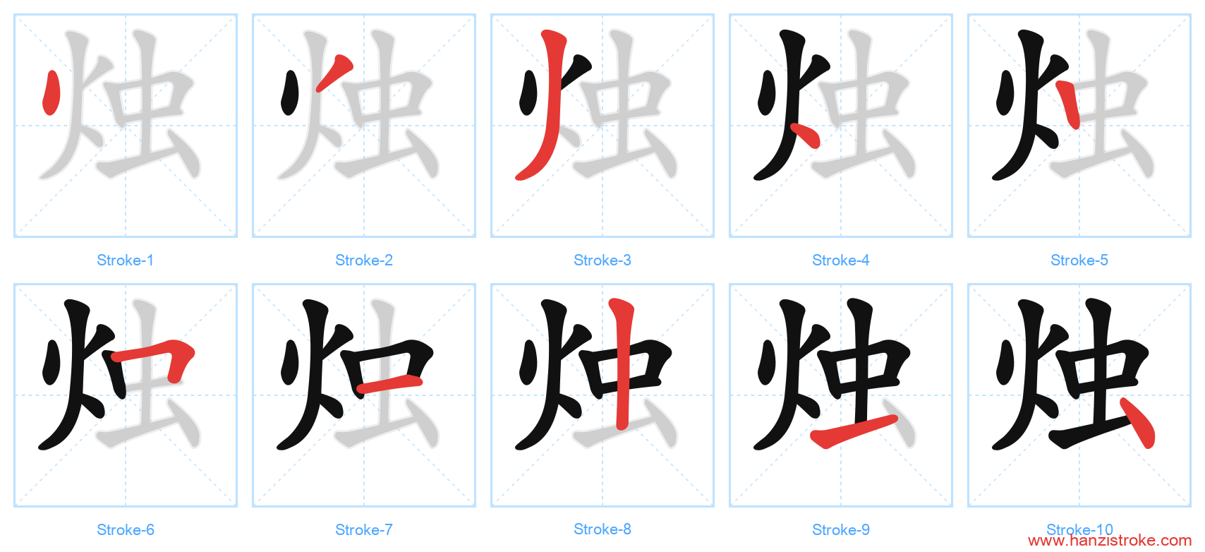 烛 stroke order diagram
