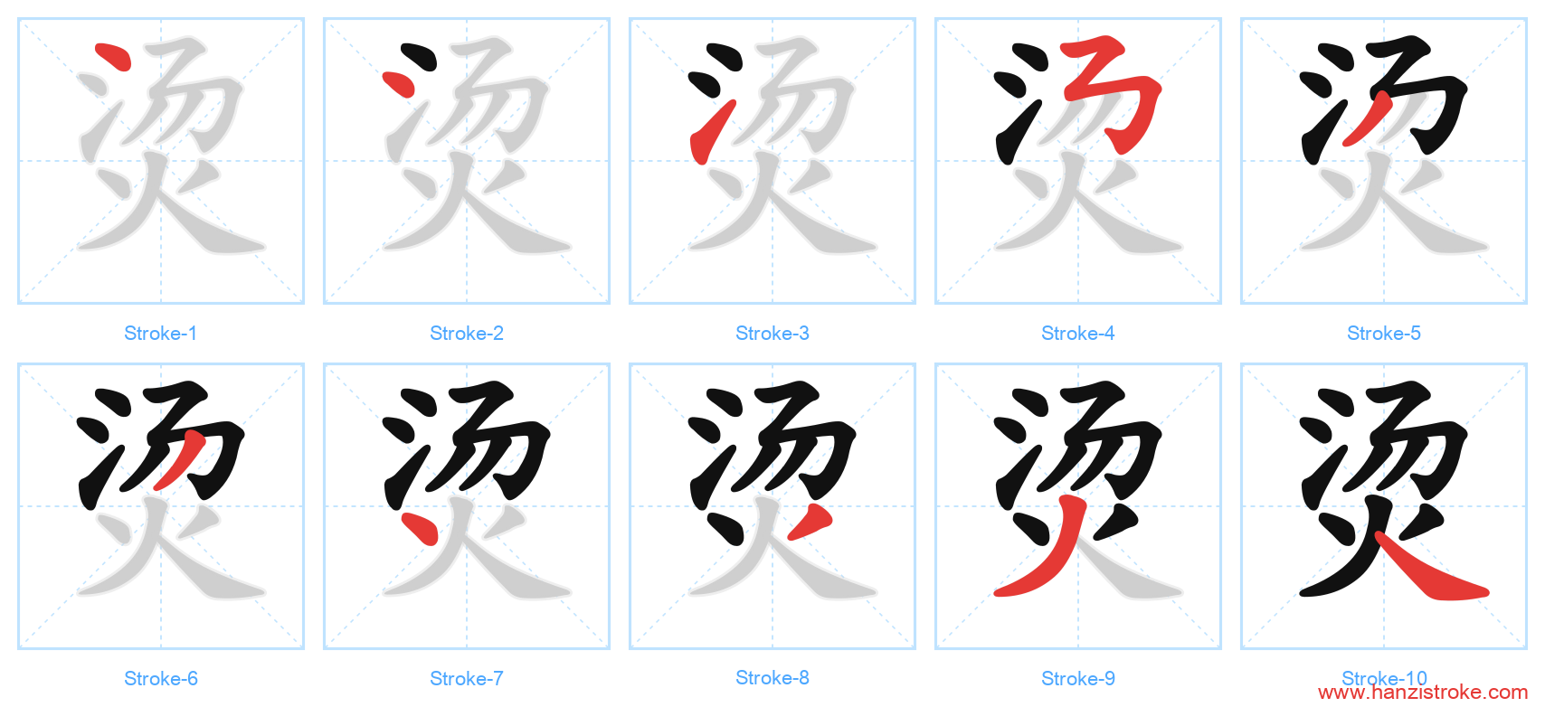 烫 stroke order diagram