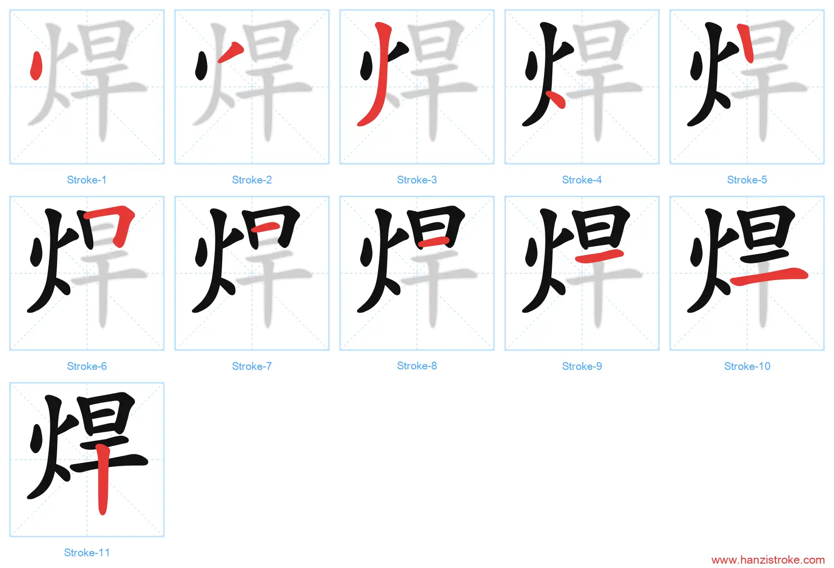 焊 stroke order diagram