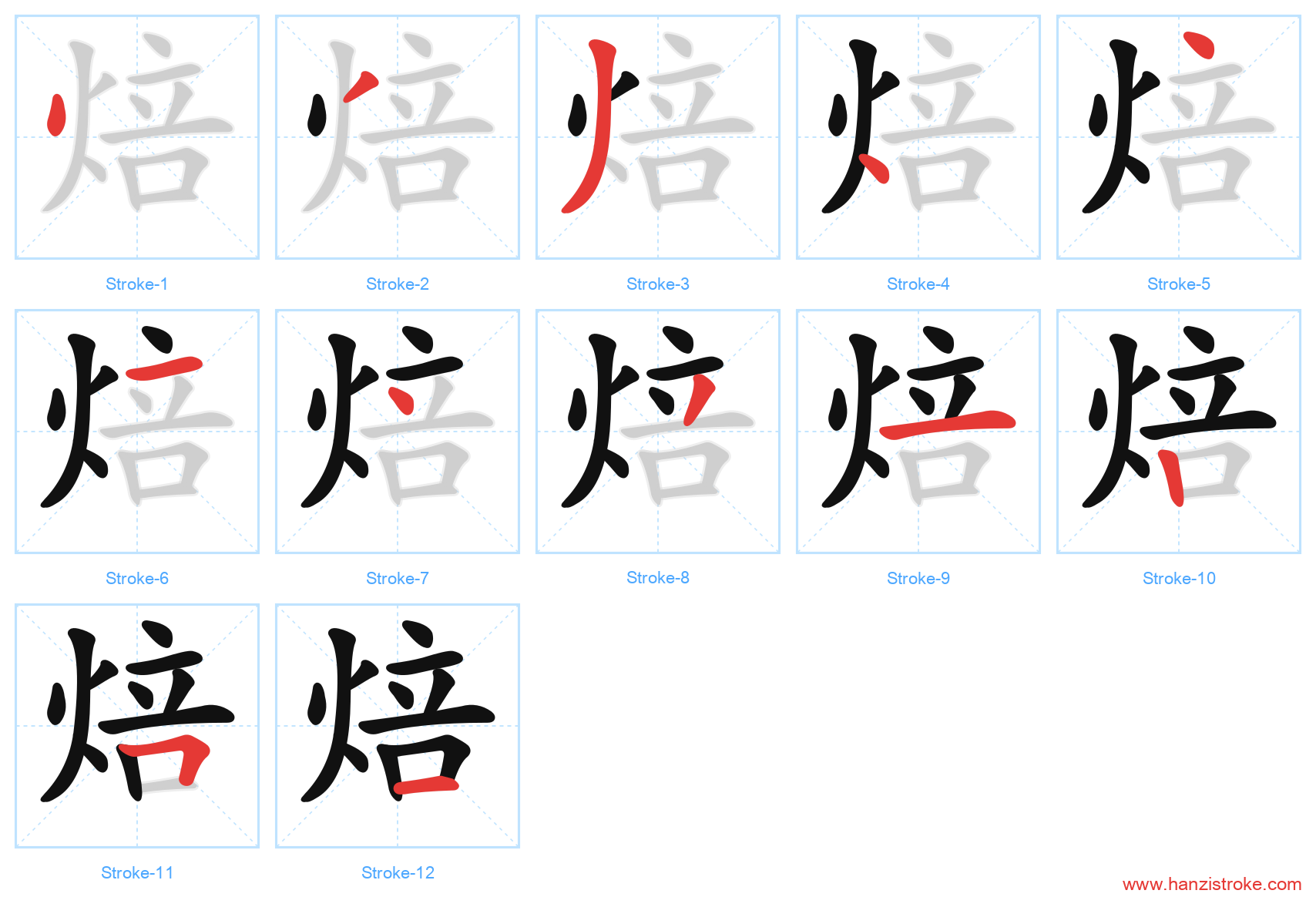 焙 stroke order diagram