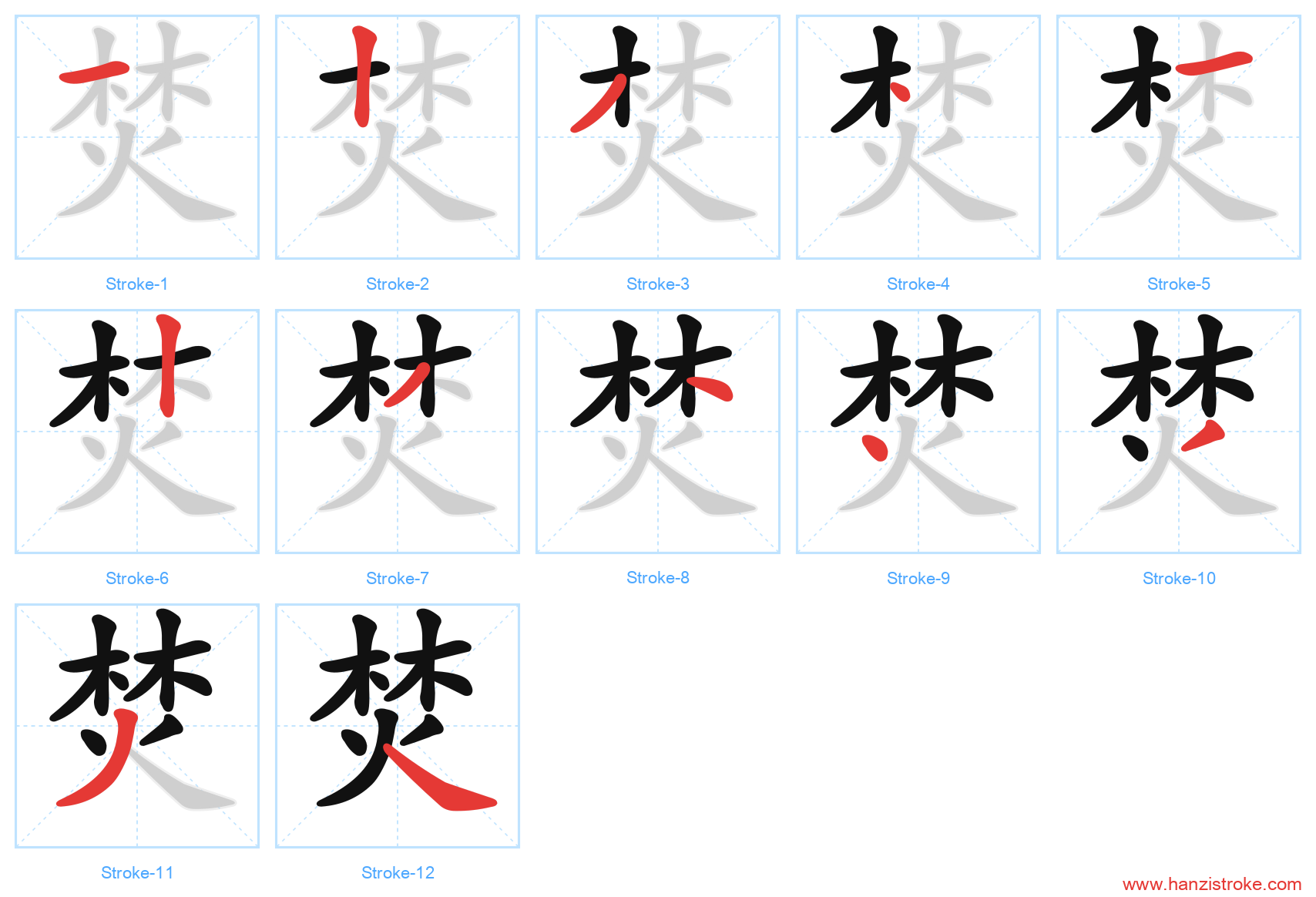 焚 stroke order diagram