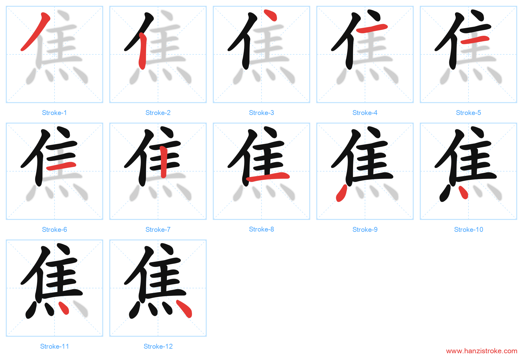 焦 stroke order diagram