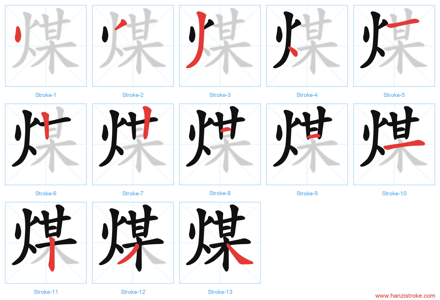 煤 stroke order diagram