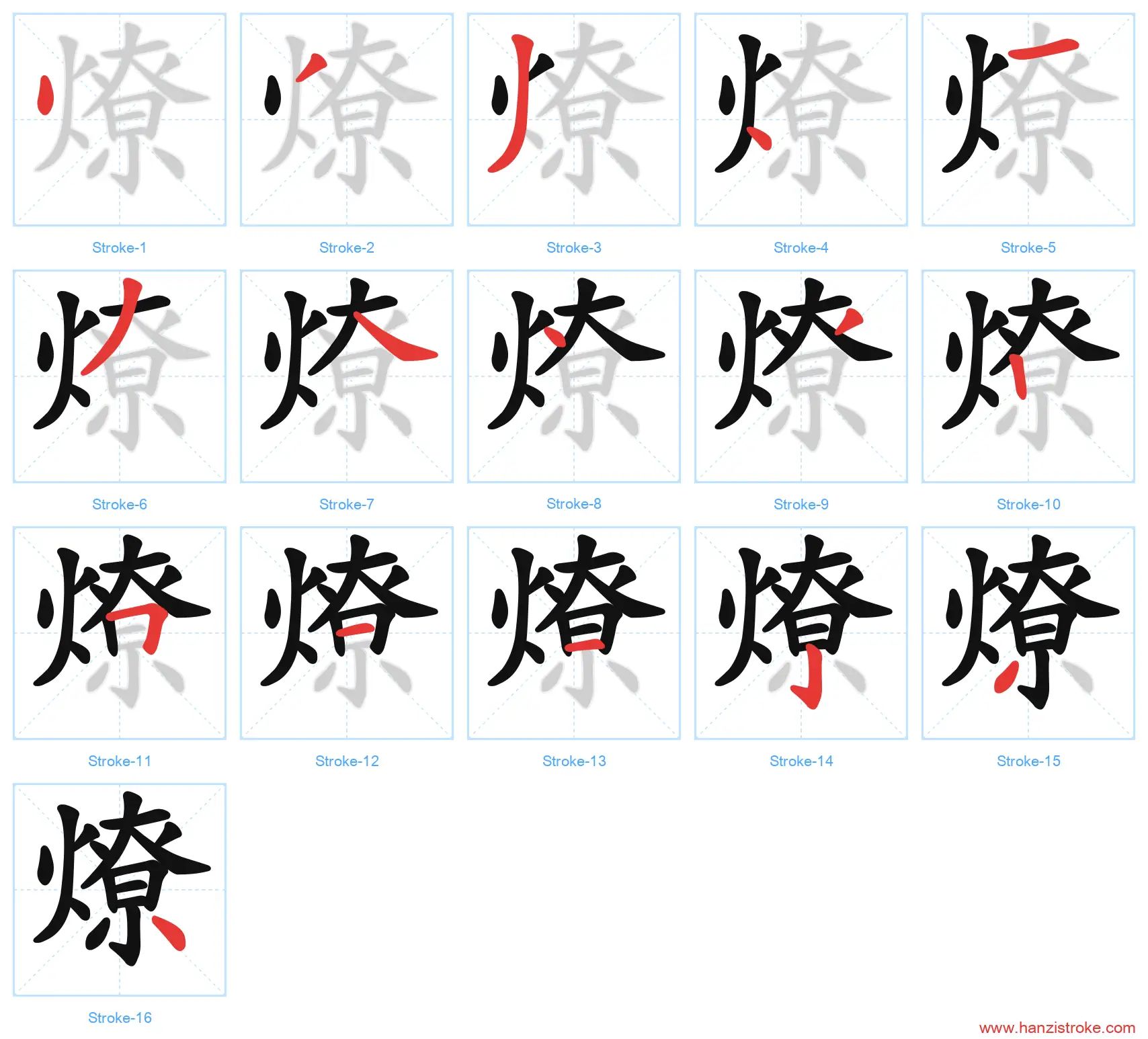 燎 stroke order diagram