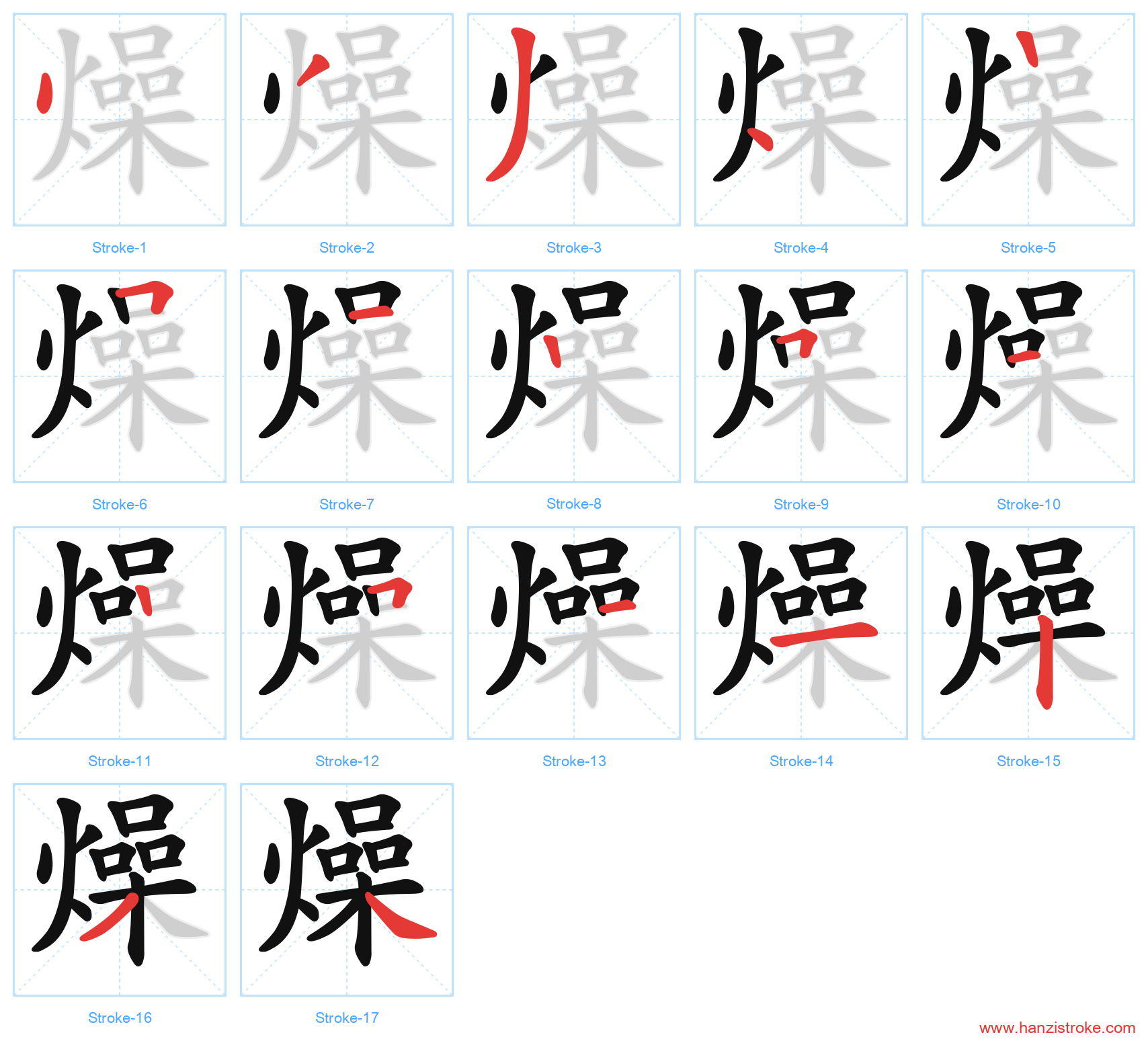 燥 stroke order diagram