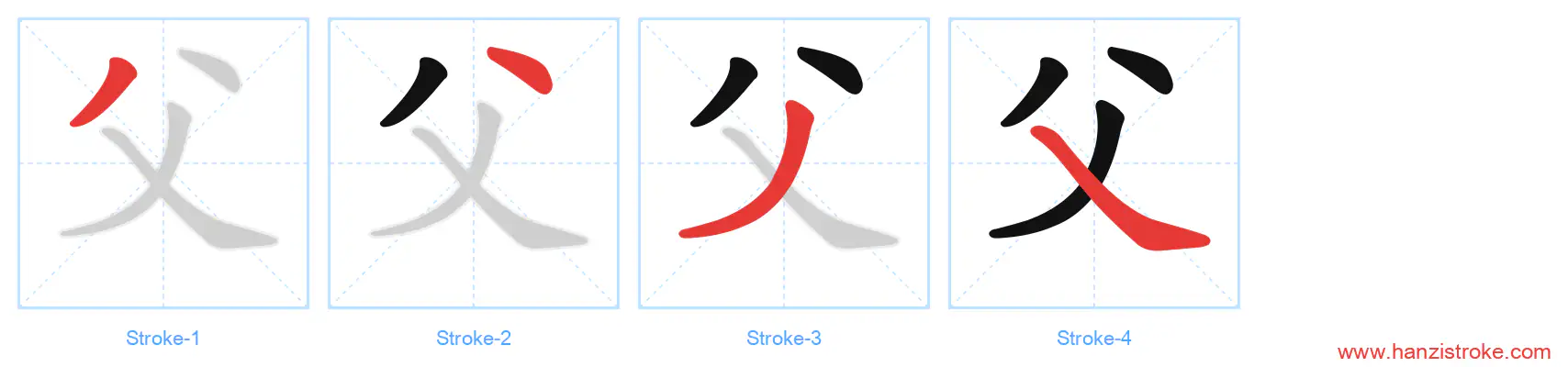 父 stroke order diagram
