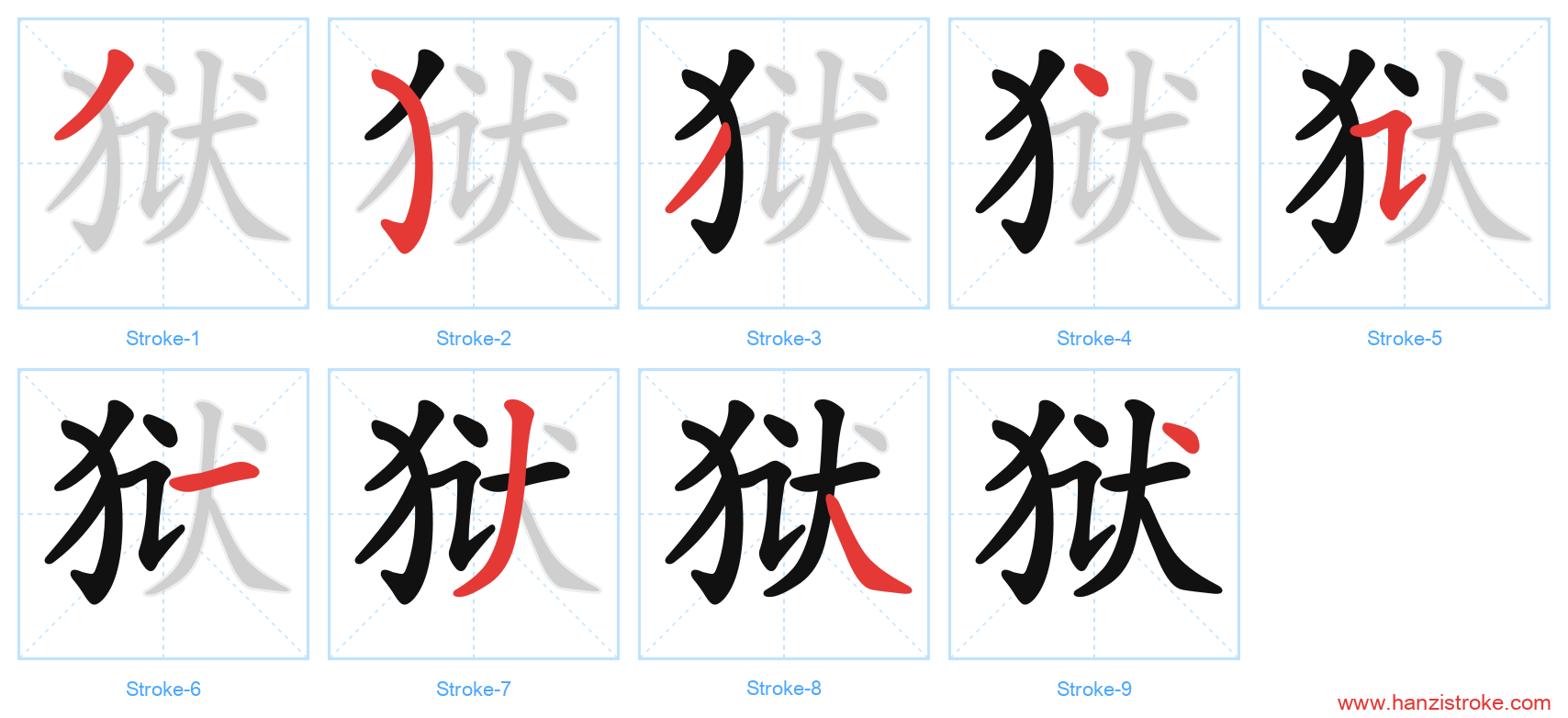 狱 stroke order diagram