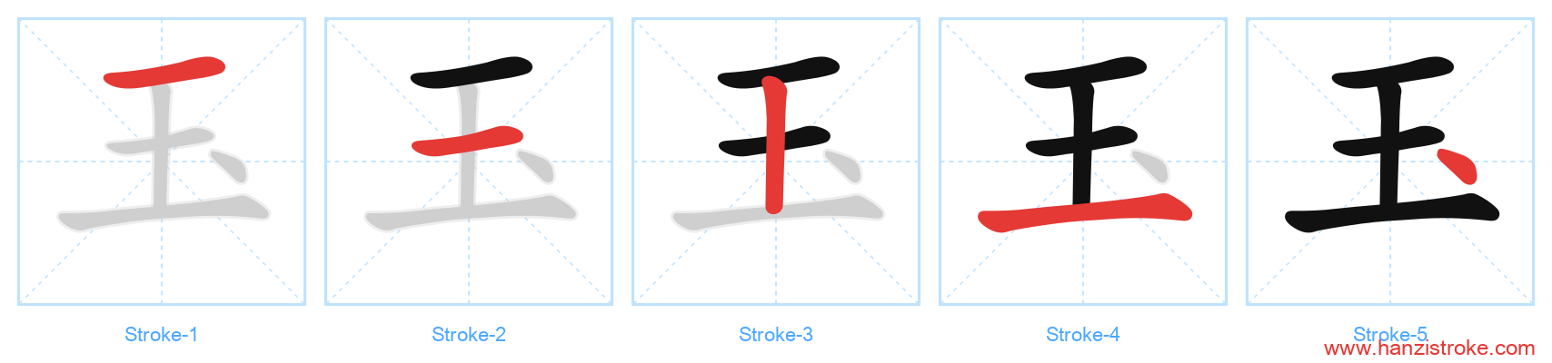 玉 stroke order diagram