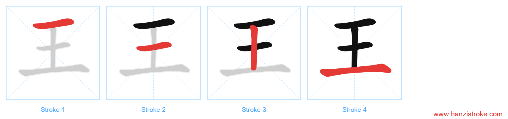 王 stroke order diagram